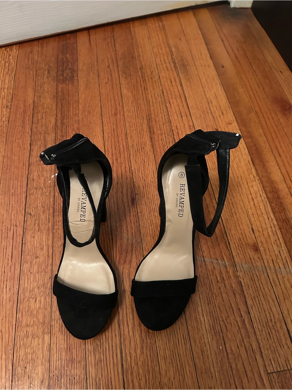Black Suede Ankle-Strap Heels